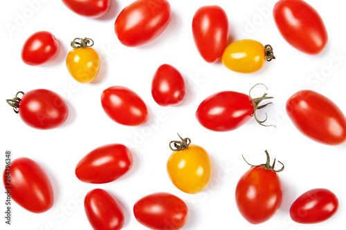 Cherry tomatoes isolated on white background. 