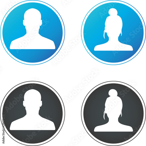 Set of hand drawn male, Avatar profile icon (or portrait icon).User flat avatar icon, sign, profile people symbol, web