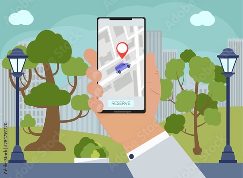 Car sharing landing page and online rent service advertising web page vector.