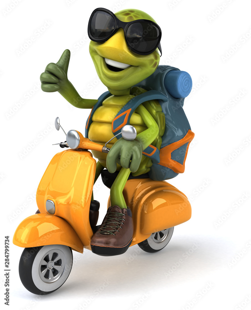Fun turtle traveling - 3D Illustration Fun turtle traveling - 3D Illustration