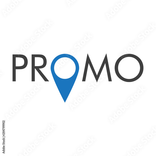 Logotipo con texto PROMO con puntero en azul y gris
