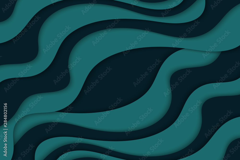 Fototapeta premium Background with blue waves. Abstract wavy blue paper background.