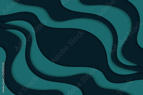 Background with blue waves. Abstract wavy blue paper background.
