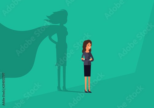 Businesswoman with super hero shadow. Business concept