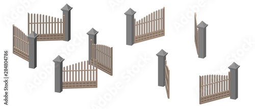 Open gate. Isolated on whit...