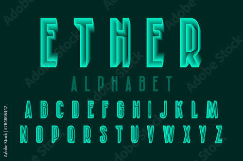 Tableau sur toile Ether alphabet of green translucent letters