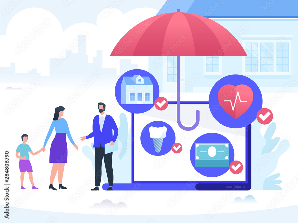 Insurance vector concept with family Insurance vector concept with family