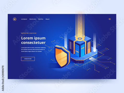 Isometric illustration of digital protection