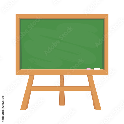 Stand green school blackboard with wooden frame like education symbol for design on white, stock vector illustration