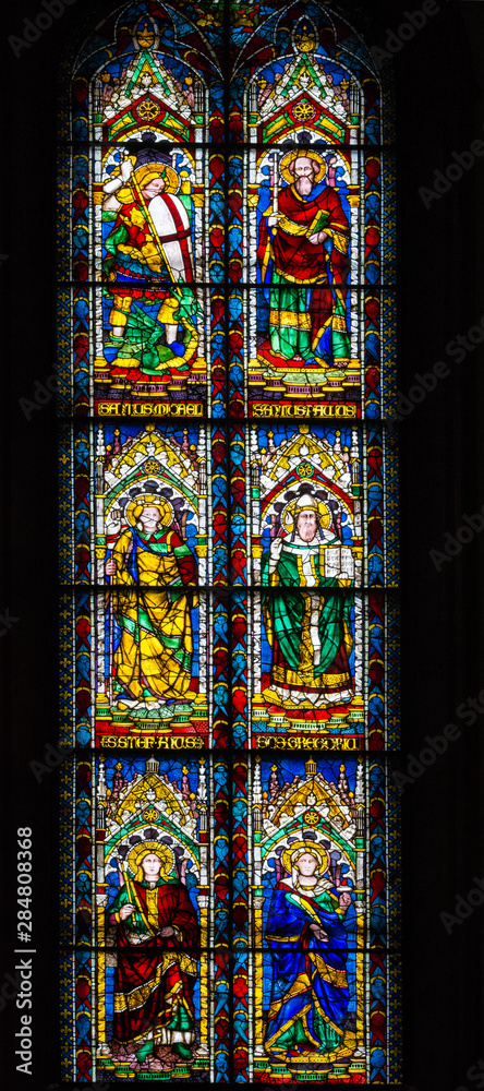 stained glass window in the Duomo stained glass window in the Duomo