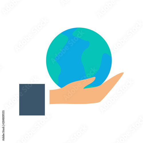 Hand holding globe icon