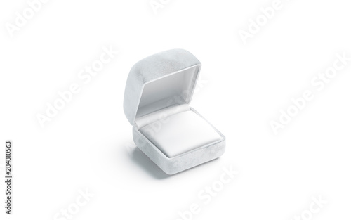 Принти на полотні Blank white opened ring box mockup, side view, 3d rendering