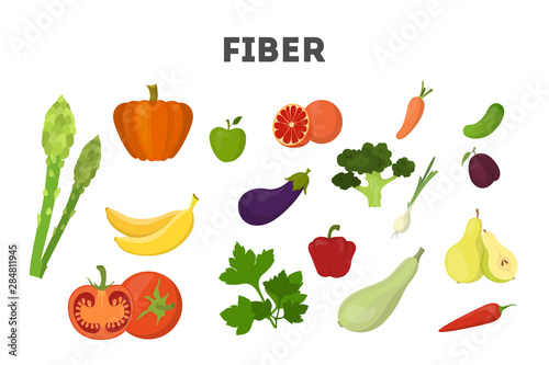 Fiber food set. Beans and broccoli, rice