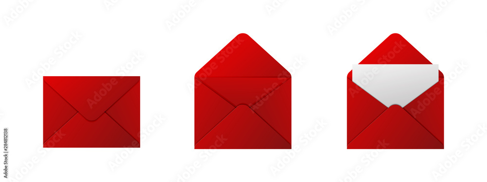 Red envelopes on white background. Vector illustration. Red envelopes on white background. Vector illustration.