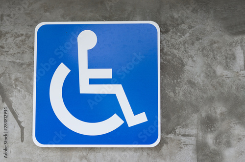 Blue sign for handicapped access.