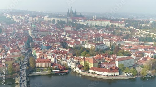 Wallpaper Mural Charles bridge top view of Prague. Historical heritage, old european city. Torontodigital.ca