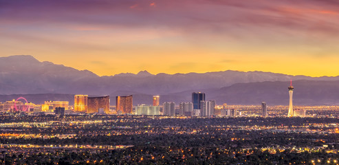 Keuken achterwand Las Vegas Panorama Las Vegas bij zonsondergang  © f11photo