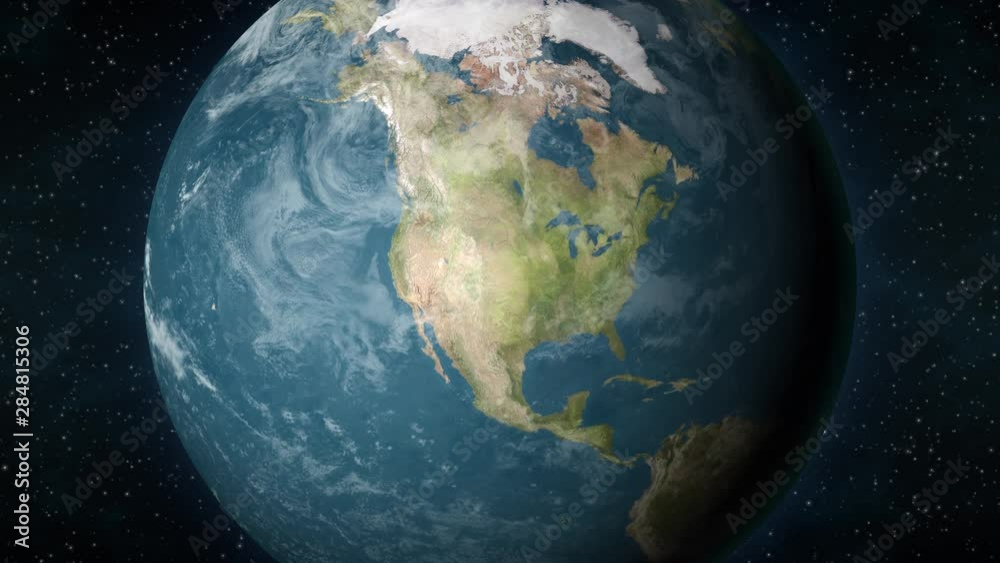 Planet Earth, zooming in on the North American continent.