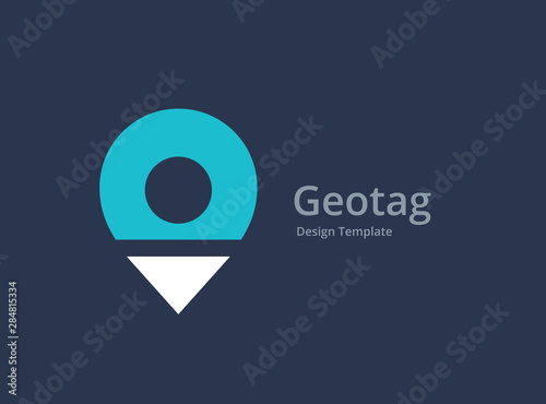 Geotag with arrow or location pin logo icon design