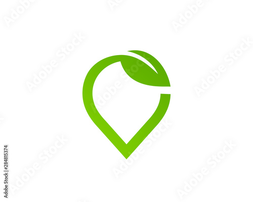 Geotag with eco leaves or location pin logo icon design