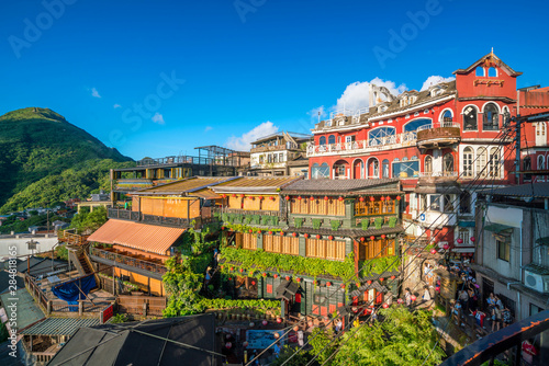 Many tourist in restaurant at old street in Jiufen Taiwan