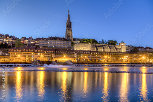 Night view of Bern and Aare River, Siwtzerland © OliverFoerstner