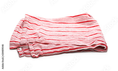 Checkered colorful cloth, rag for cleaning isolated on white background
