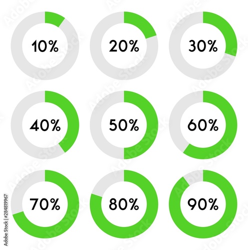 Percentage sign icon set vector,from 10 to 90