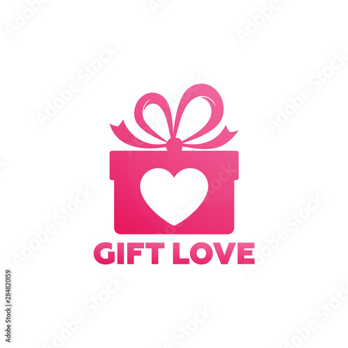 Gift Love Logo Template Design Vector, Emblem, Design Concept, Creative Symbol, Icon