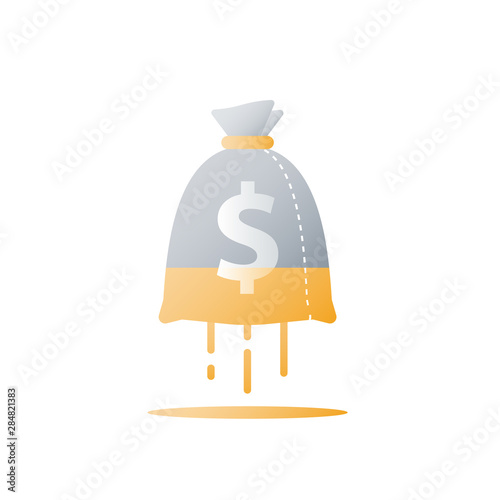 Money loss, sunken cost concept, lack of finance, stock market fall, investment hedge fund, wealth devaluation, income decrease