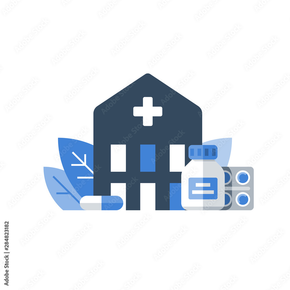 Rehabilitation center, medicine and health care, medication concept, stationary therapy, disease treatment, hospice concept Rehabilitation center, medicine and health care, medication concept, stationary therapy, disease treatment, hospice concept