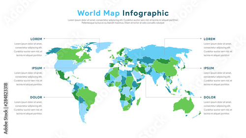 World Map Infographics Vector for Presentation and Slide Show. WIth Simple and Modern Style. Vector EPS 10