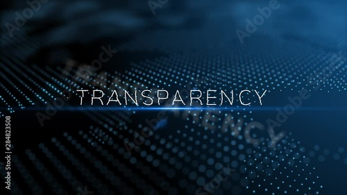 Transparency modern intro text 3D animation with lens flare and depth of field focus blur