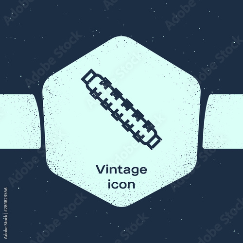 Grunge line Hunting cartridge belt with cartridges icon isolated on blue background. Bandolier sign. Hunter equipment, armament. Monochrome vintage drawing. Vector Illustration
