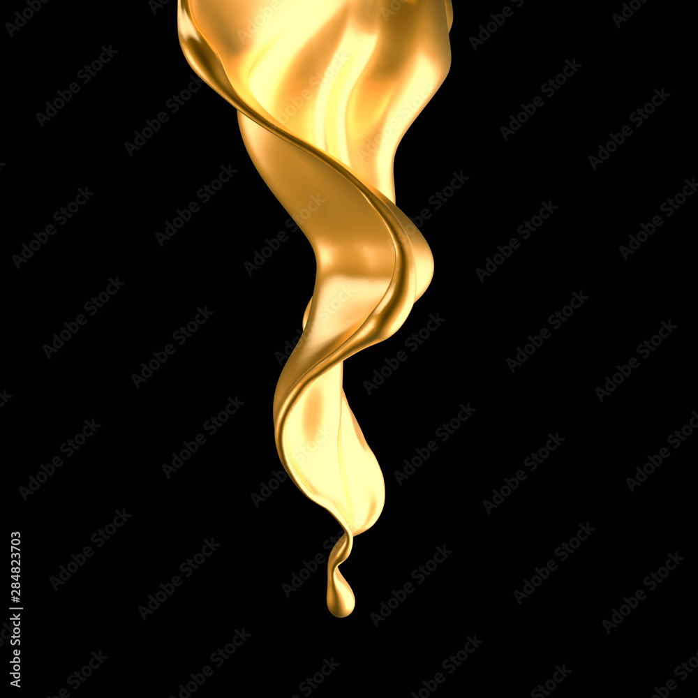 Splash of gold fluid. 3d illustration, 3d rendering. Splash of gold fluid. 3d illustration, 3d rendering.