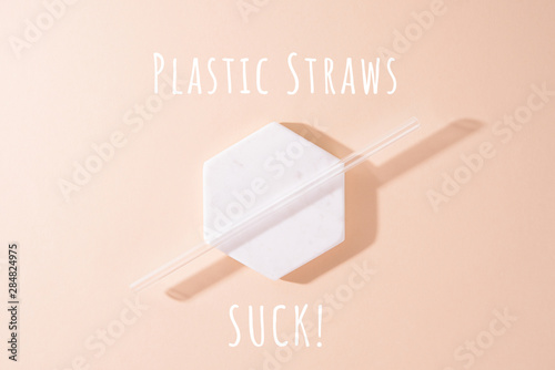 Overhead Shot of Glass Drinking Straw.