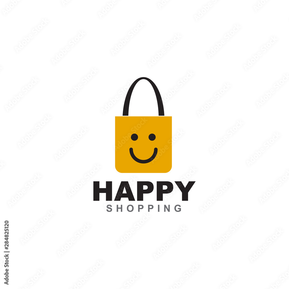 Happy shopping logo design vector template Happy shopping logo design vector template