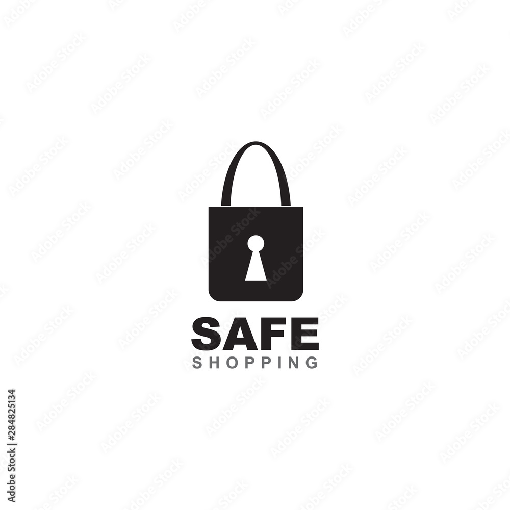 Safe shopping logo design vector template
