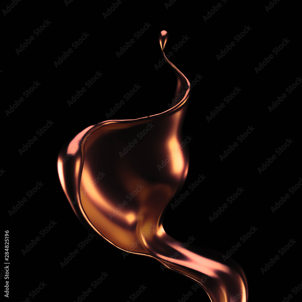 Splash of gold fluid. 3d illustration, 3d rendering. Splash of gold fluid. 3d illustration, 3d rendering.