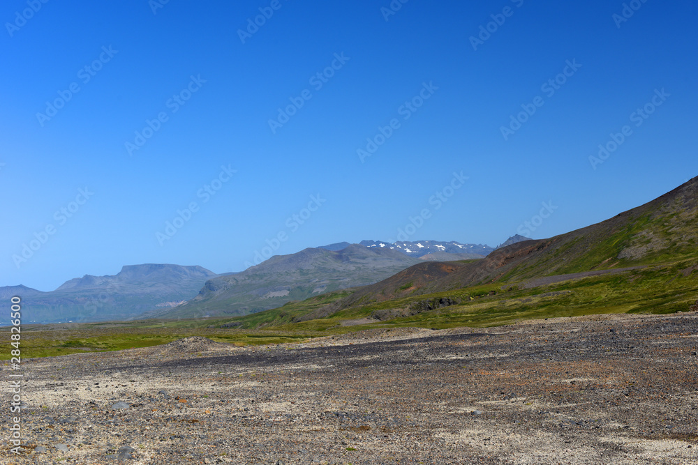 Snaefellsjokull Glacier on the Snaefellsnes Peninsula and its surroundings in Iceland. Europe.