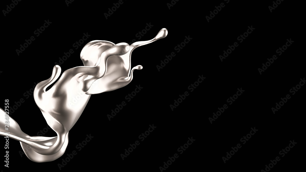 Splash of gold fluid. 3d illustration, 3d rendering.