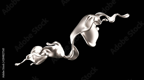 Splash of gold fluid. 3d illustration, 3d rendering.