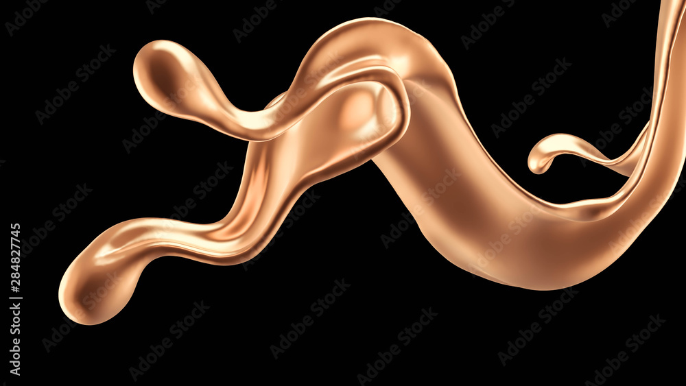 Splash of gold fluid. 3d illustration, 3d rendering. Splash of gold fluid. 3d illustration, 3d rendering.