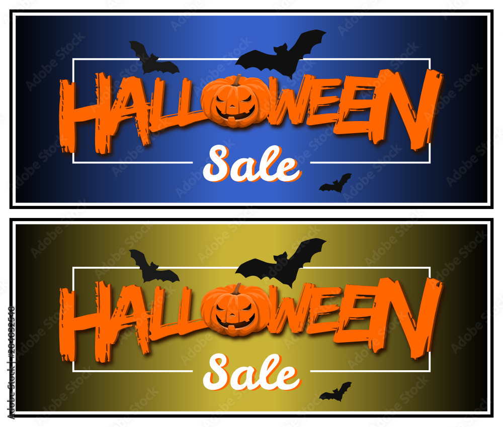 Halloween Sale Flyer Design Set mit Fledermaus