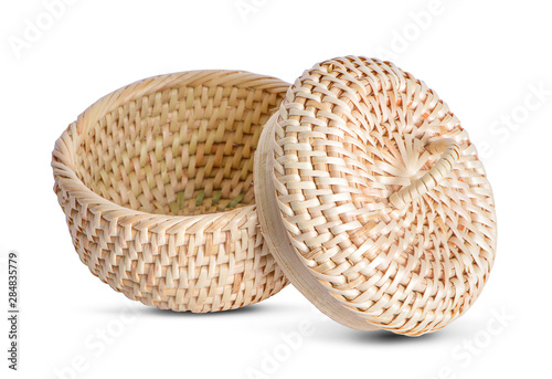 Wicker basket is handmade on white background clipping path