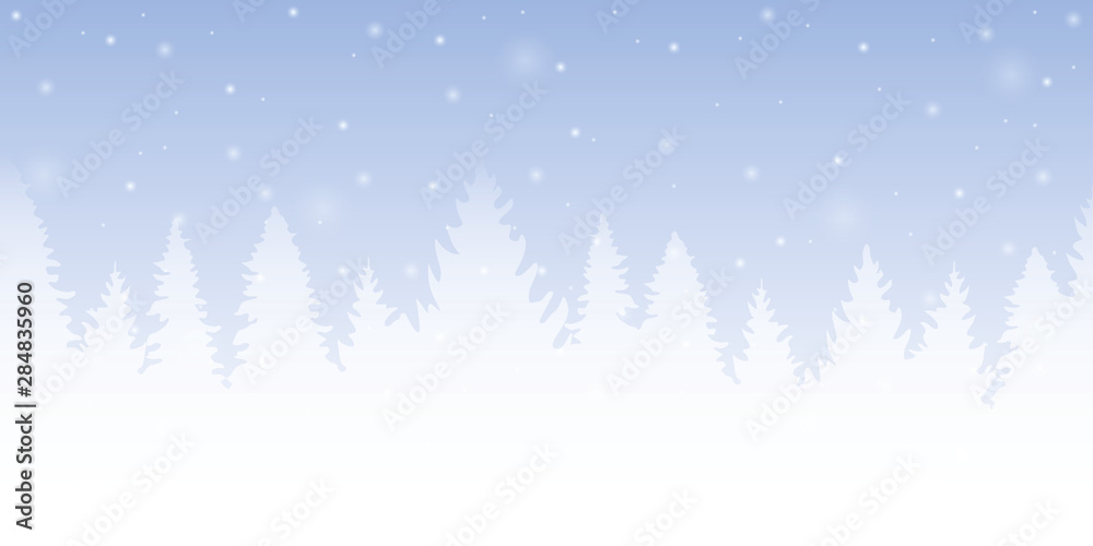 bright blue forest winter background with firs and snow vector illustration EPS10