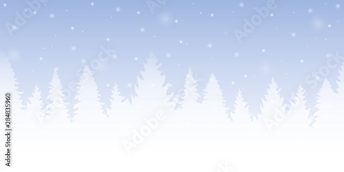 bright blue forest winter background with firs and snow vector illustration EPS10