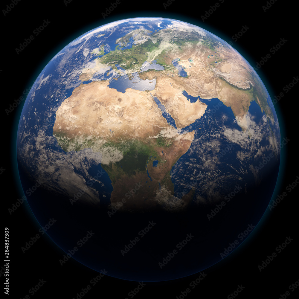 High resolution 3d render  of planet Earth from space.
