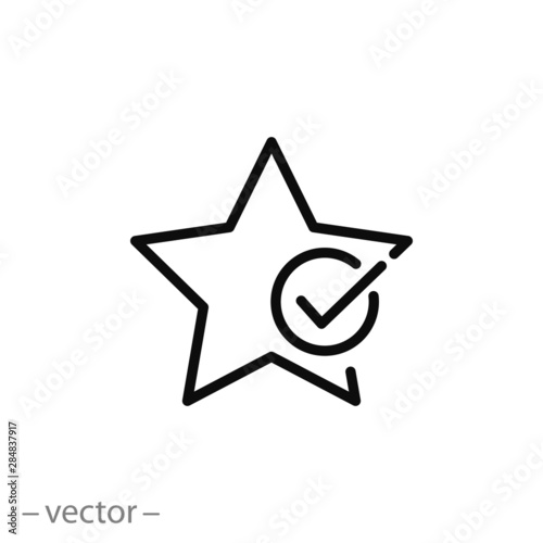 review star icon, best valuation, value favorite, good evalution, solution thin line symbol on white background - editable stroke vector illustration eps10