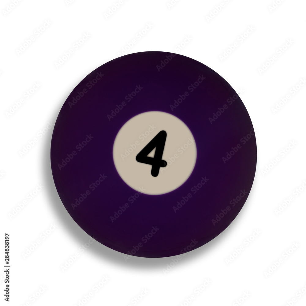 Isolated number 4 purple pool ball, with drop shadow Isolated number 4 purple pool ball, with drop shadow